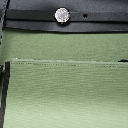 Hermes Military Toile Vache Hunter Herbag Zip Retourne 31 PM Vert Criquet Black 8 of 10