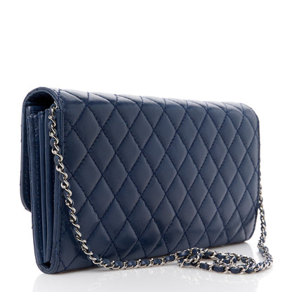 Chanel Lambskin Quilted Chain Clutch Flap Navy 3 of 14