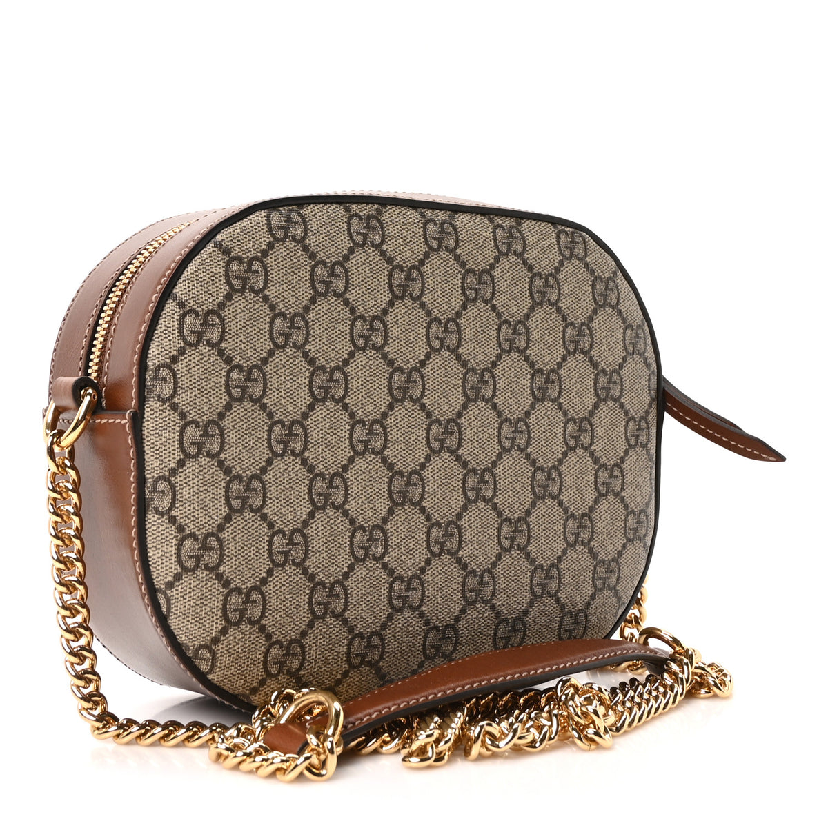 Gucci GG Supreme Monogram Cuoio Toscano Mini Chain Shoulder Bag Beige Ebony Cuir 3 of 11