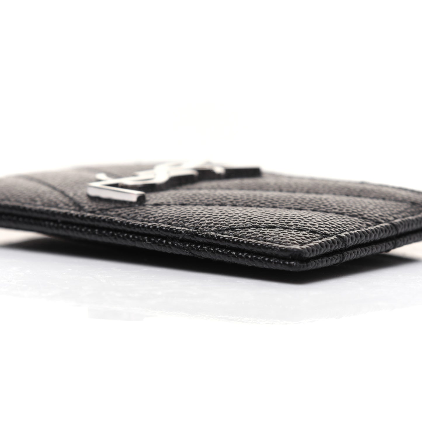 Grain De Poudre Matelasse Chevron Monogram Credit Card Case Black