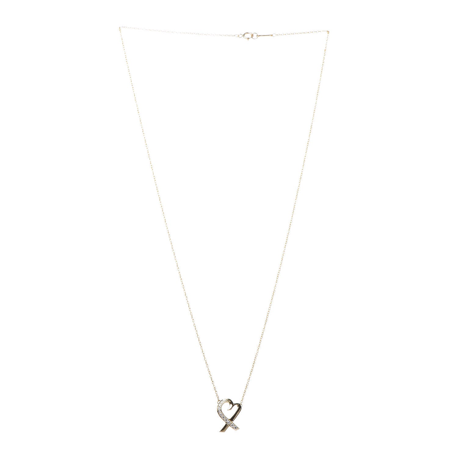 Tiffany 18K Yellow Gold Diamond Small Paloma Picasso Loving Heart Pendant Necklace 3 of 6