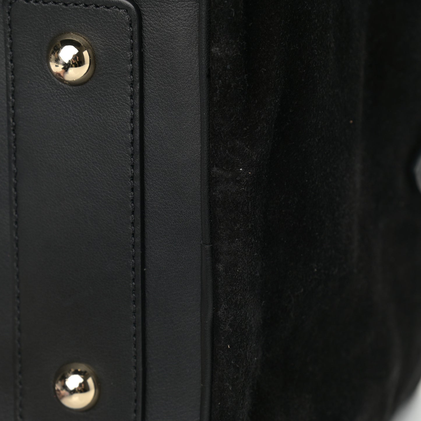Calfskin Suede Maisie Clipper Satchel Black