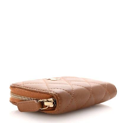 Chanel Lambskin Quilted Zip Around Coin Purse Wallet Brown 4 of 7