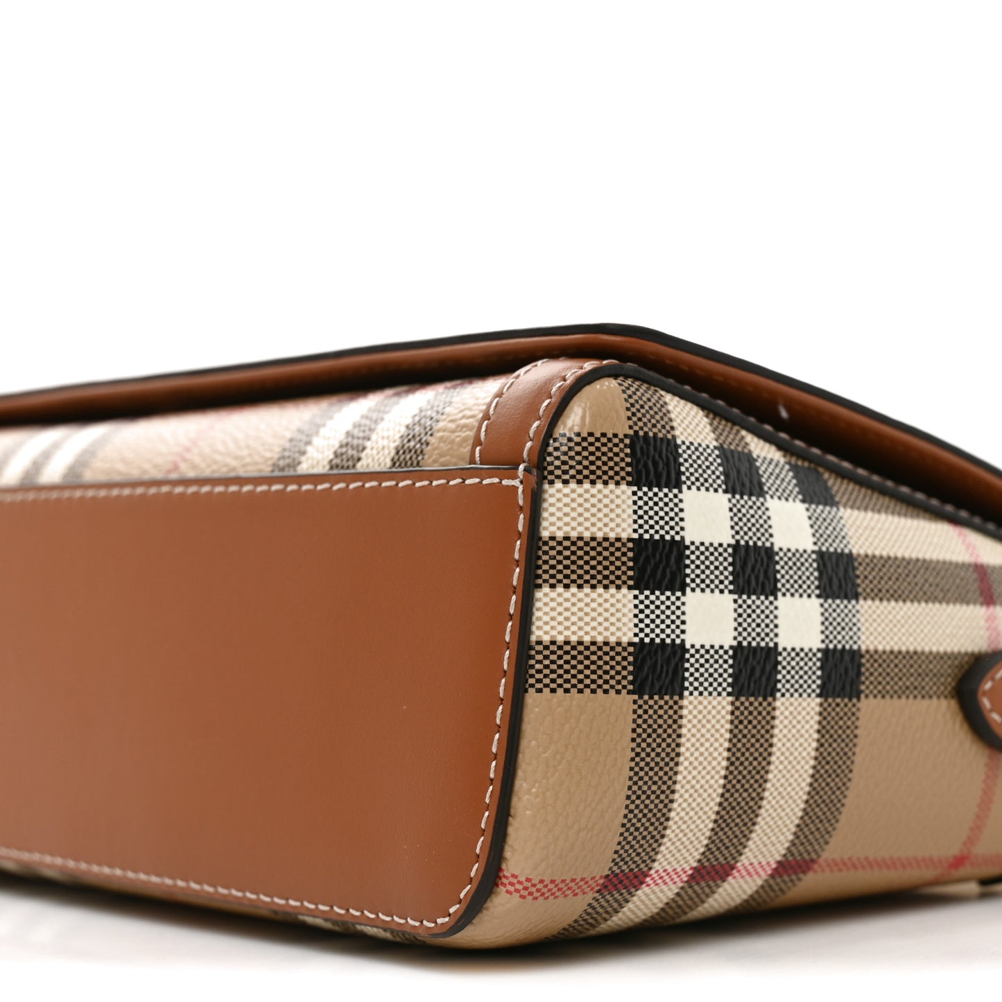 Coated Canvas Calfskin Vintage Check Small Note Crossbody Bag Briar Brown