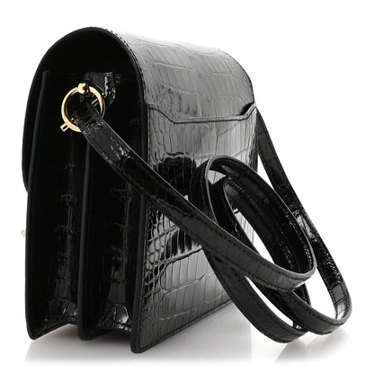Hermes Shiny Alligator Mini Sac Roulis Black 3 of 10