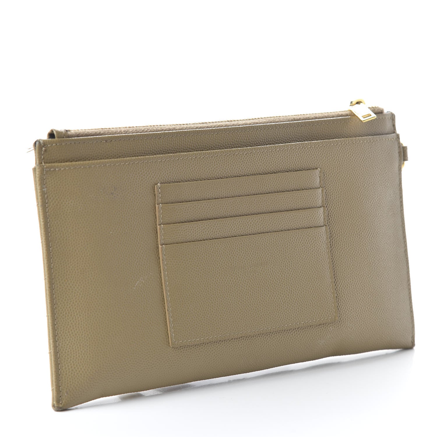 Saint Laurent Grain De Poudre Chevron Monogram Large Bill Pouch Cork 3 of 9