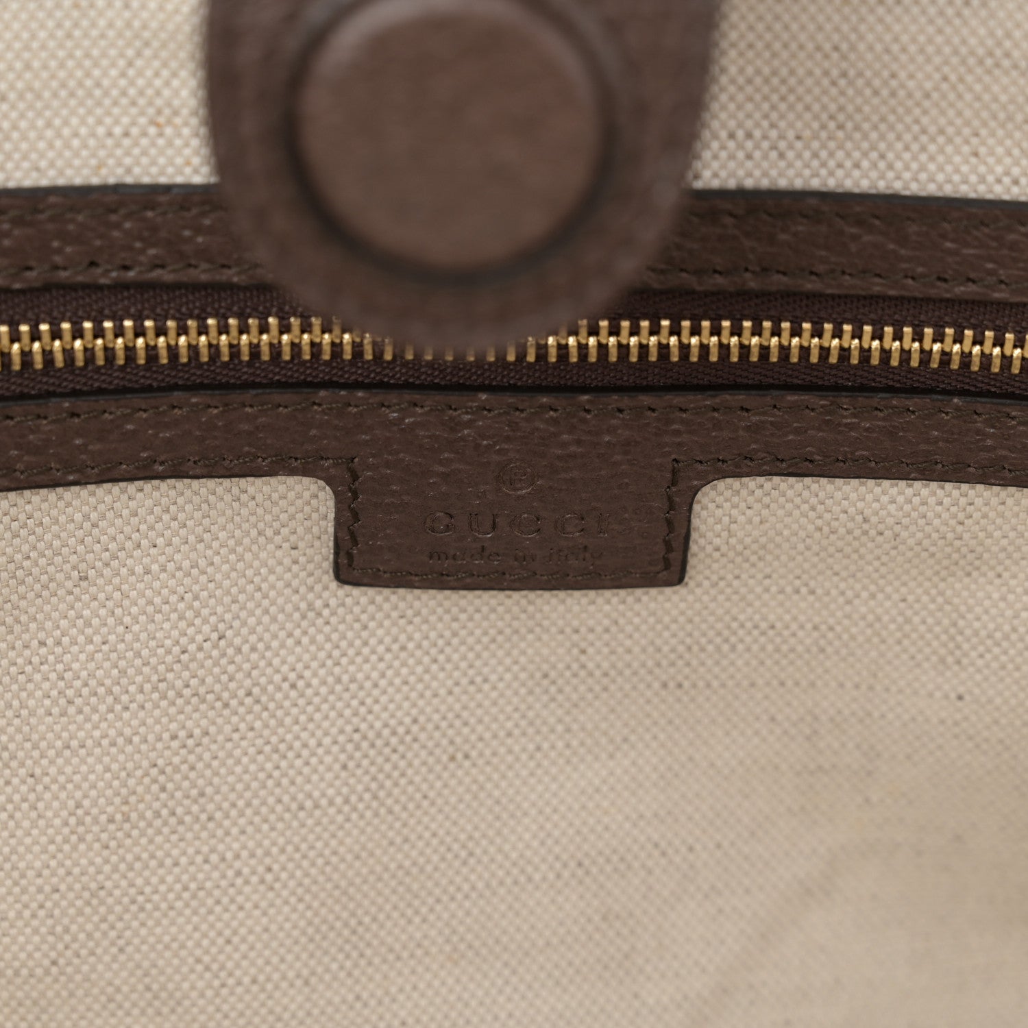 Gucci Monogram Jumbo GG Textured Dollar Calfskin Web Medium Ophidia Shopping Tote Camel Ebony 6 of 10