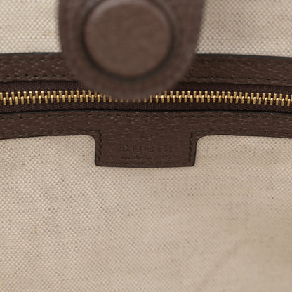 Gucci Monogram Jumbo GG Textured Dollar Calfskin Web Medium Ophidia Shopping Tote Camel Ebony 6 of 10