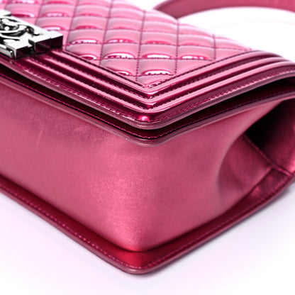 Chanel Metallic Patent Calfskin Quilted Medium Boy Flap Pink 11 of 18