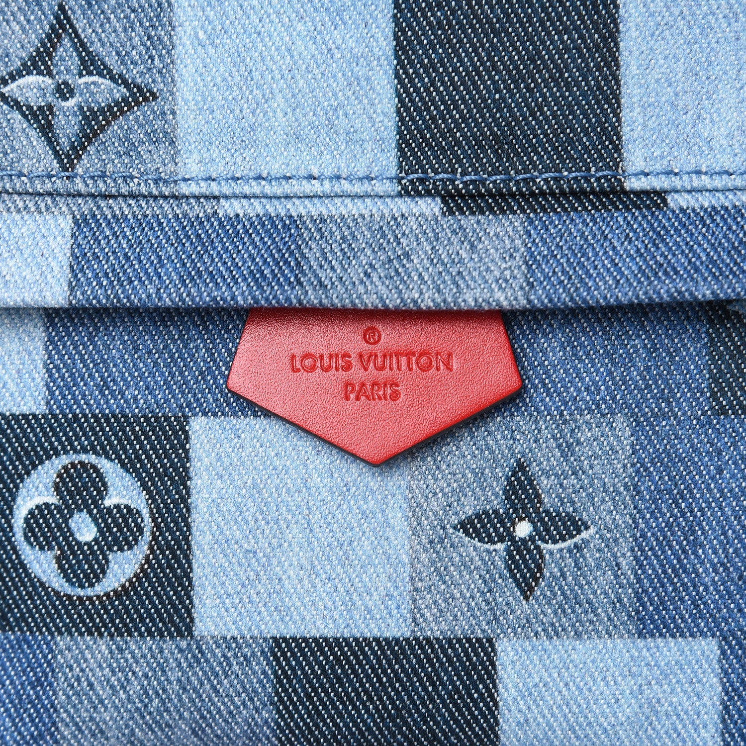 Louis Vuitton Denim Damier Monogram Patchwork Palm Springs Backpack Mini Blue Rouge 7 of 10