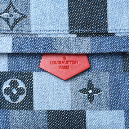 Louis Vuitton Denim Damier Monogram Patchwork Palm Springs Backpack Mini Blue Rouge 7 of 10