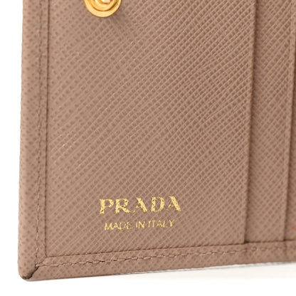 Prada Saffiano Triangle Bi-Fold Compact Wallet Cipria 6 of 6