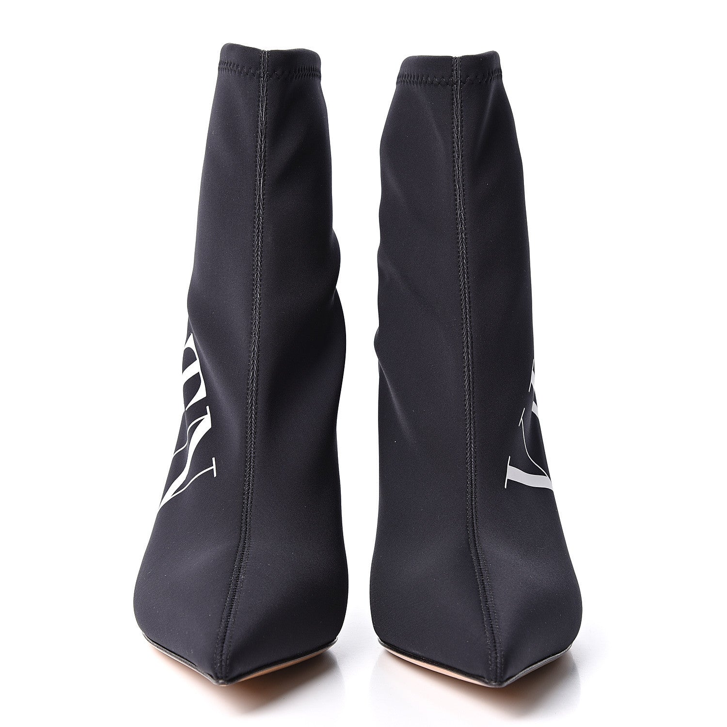 Valentino Garavani Eco Leather VLTN 100mm Sock Booties 38 Black White 2 of 9
