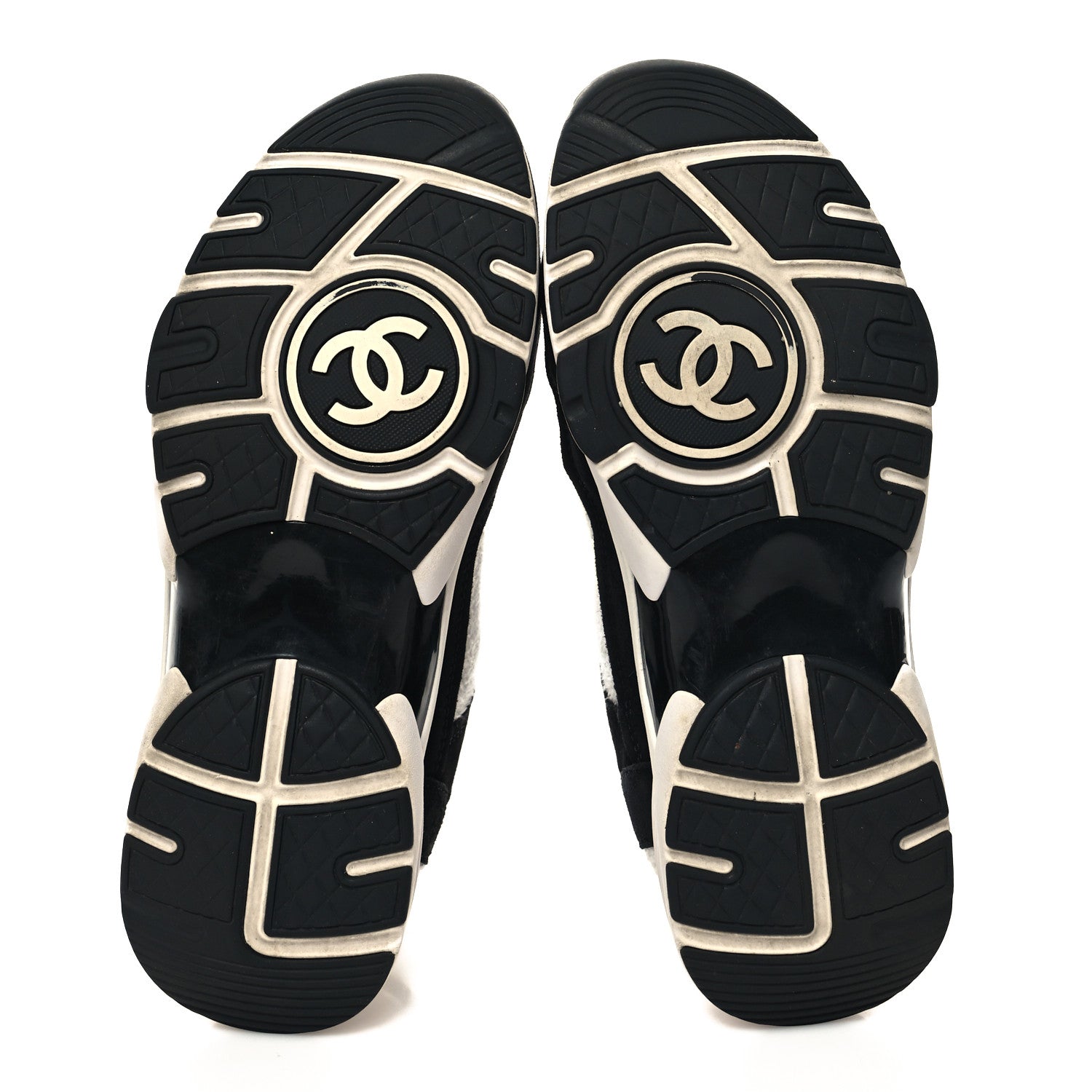 Chanel Fabric Suede Calfskin CC Sneakers 39 Grey Black 5 of 6