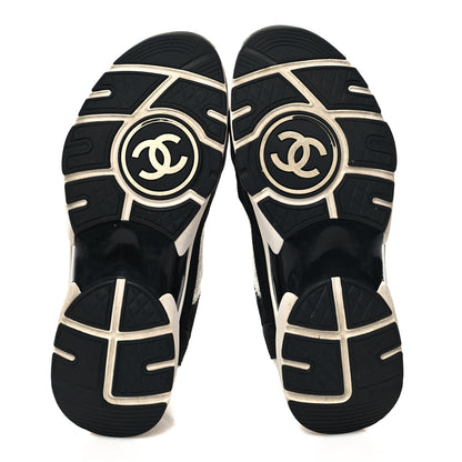 Chanel Fabric Suede Calfskin CC Sneakers 39 Grey Black 5 of 6