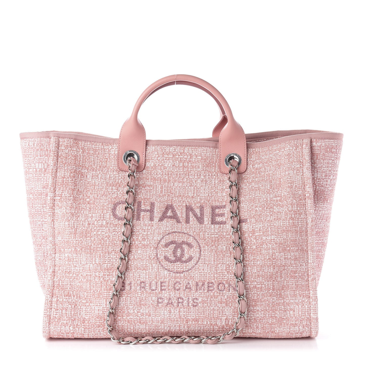 Straw Lurex Medium Deauville Tote Pink