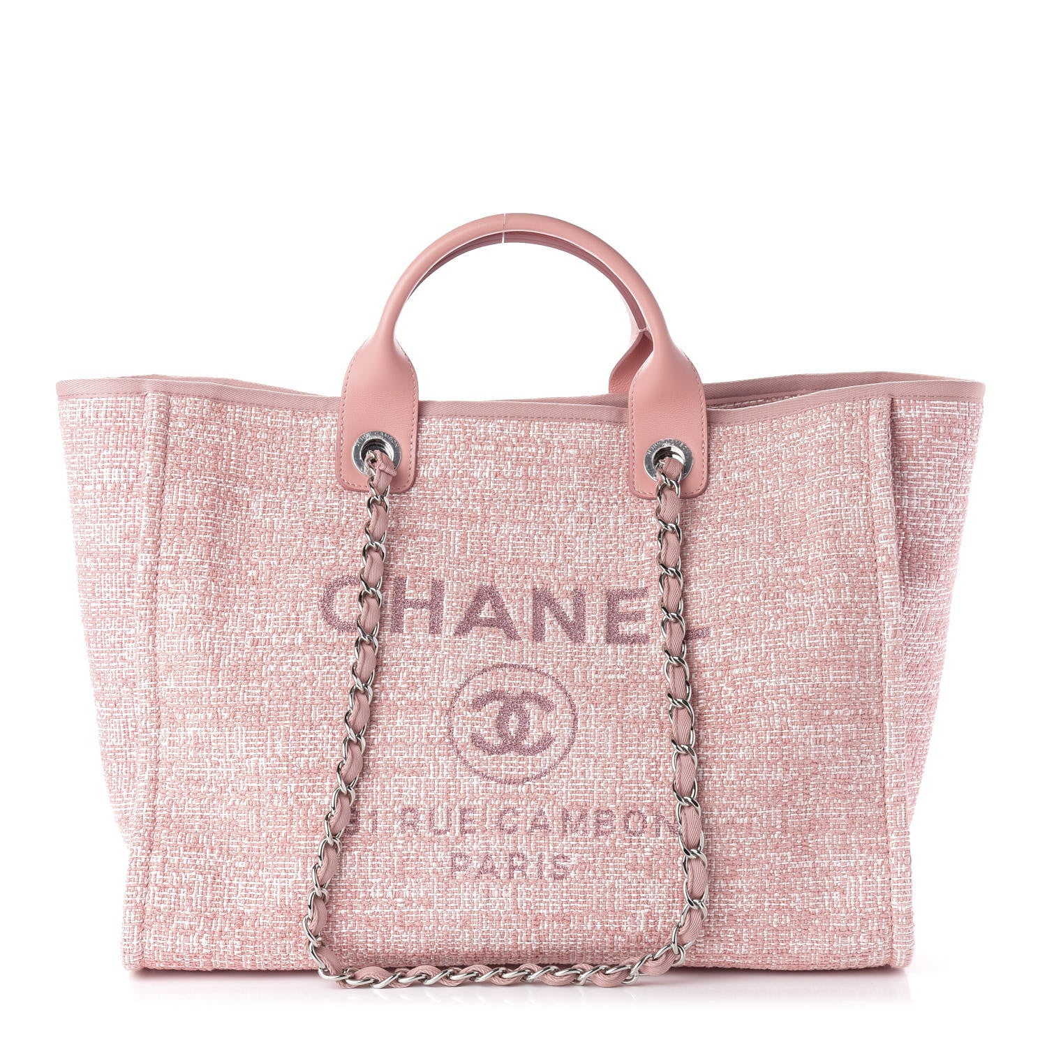 Chanel Straw Lurex Medium Deauville Tote Pink 1 of 11