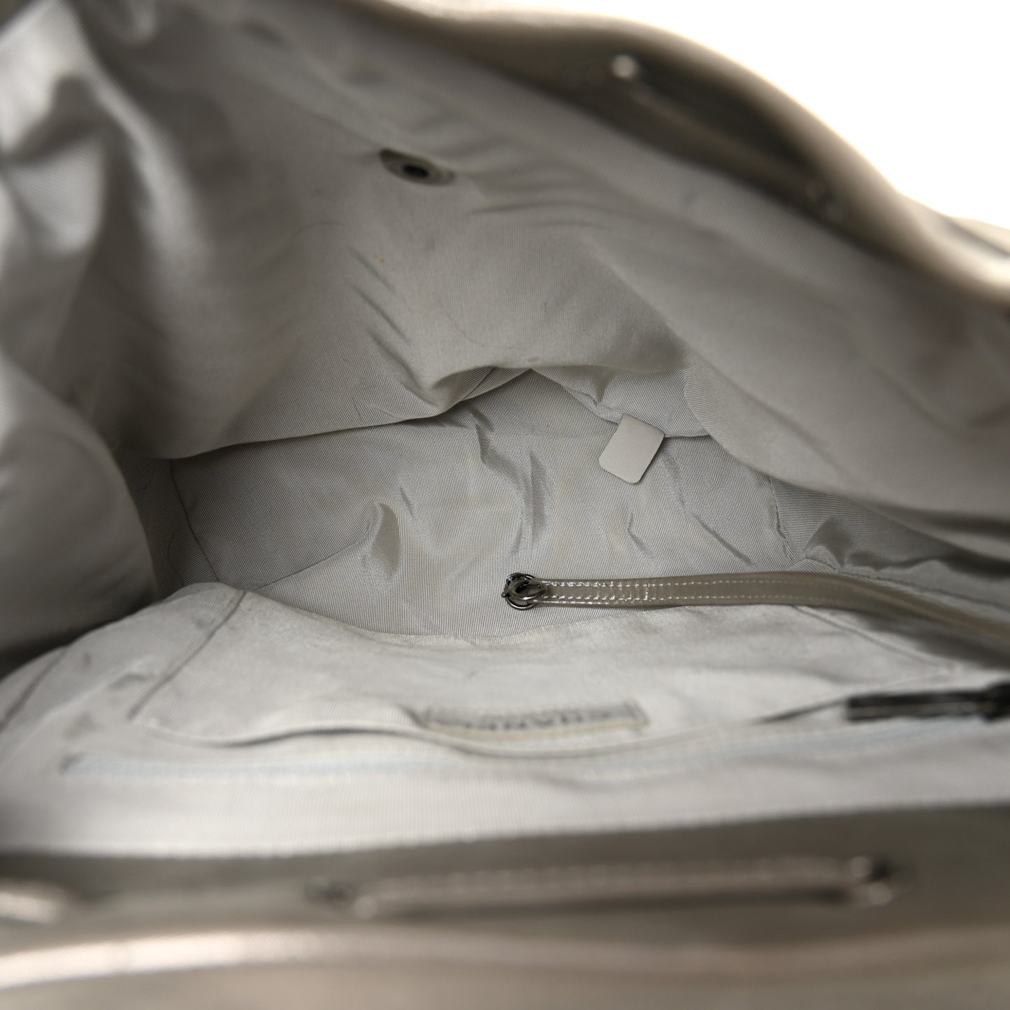 Iridescent Calfskin Chevron Quilted Small Urban Spirit Backpack Silver