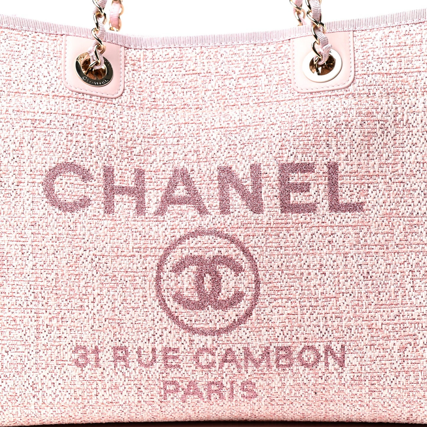 Straw Lurex Small Deauville Tote Pink