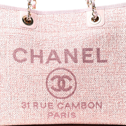 Chanel Straw Lurex Small Deauville Tote Pink 10 of 10