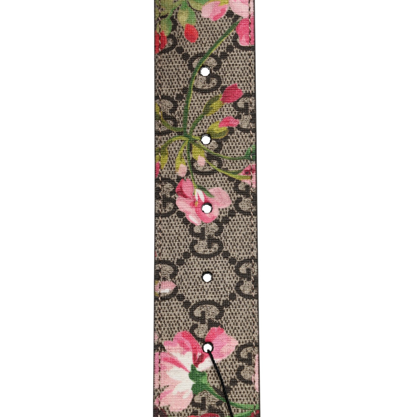 GG Supreme Monogram Blooms Moon Calfskin Interlocking G 37mm Belt 75 30 Beige Ebony Multicolor Dry Rose