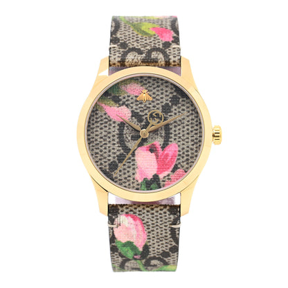 Gucci Stainless Steel Canvas 38mm G-Timeless Supreme GG Blooms Quartz Watch Brown 1 of 4