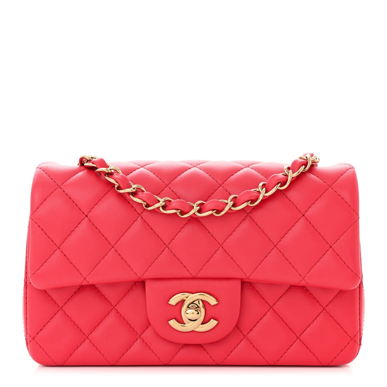 Chanel Lambskin Quilted Mini Rectangular Flap Red 1 of 11