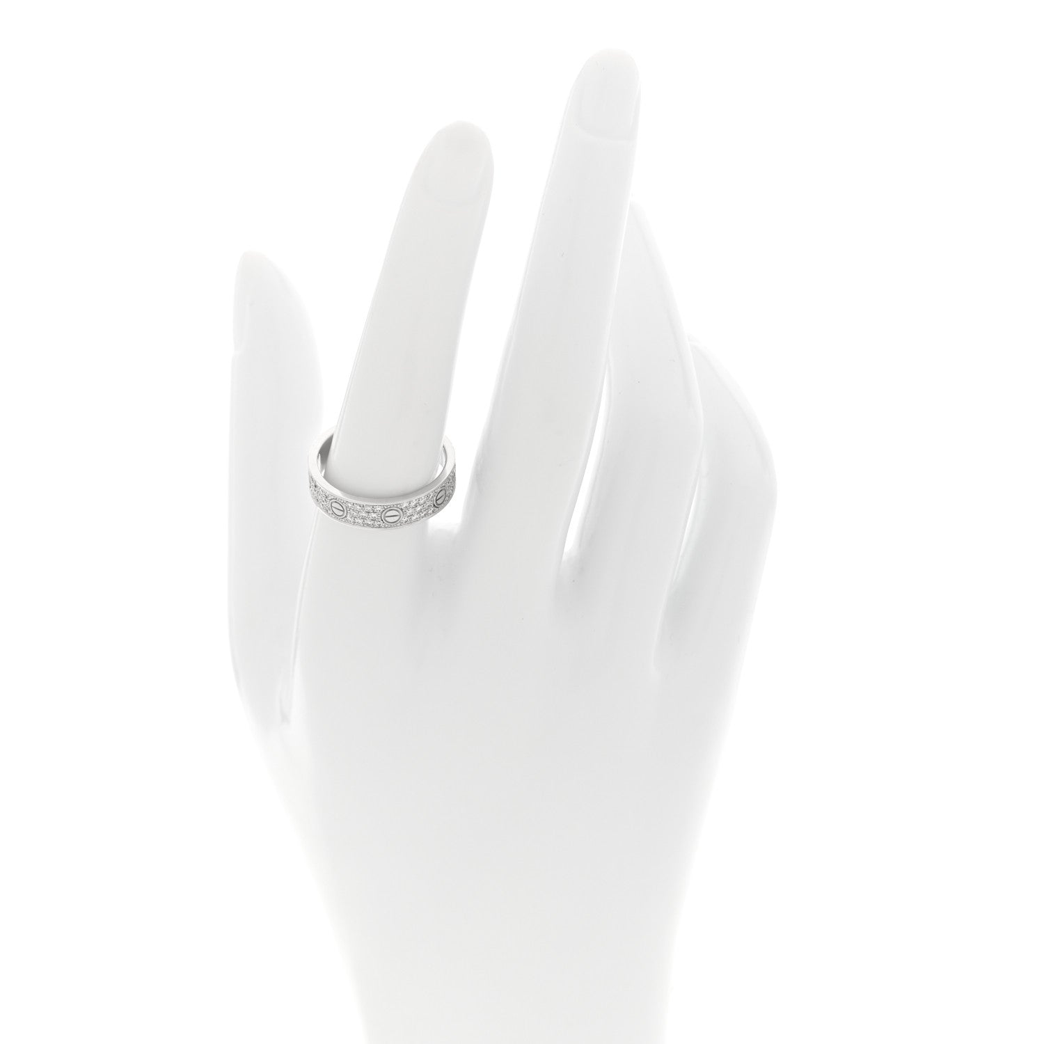 Cartier 18K White Gold Diamond LOVE Wedding Paved Band Ring 56 7.5 2 of 4
