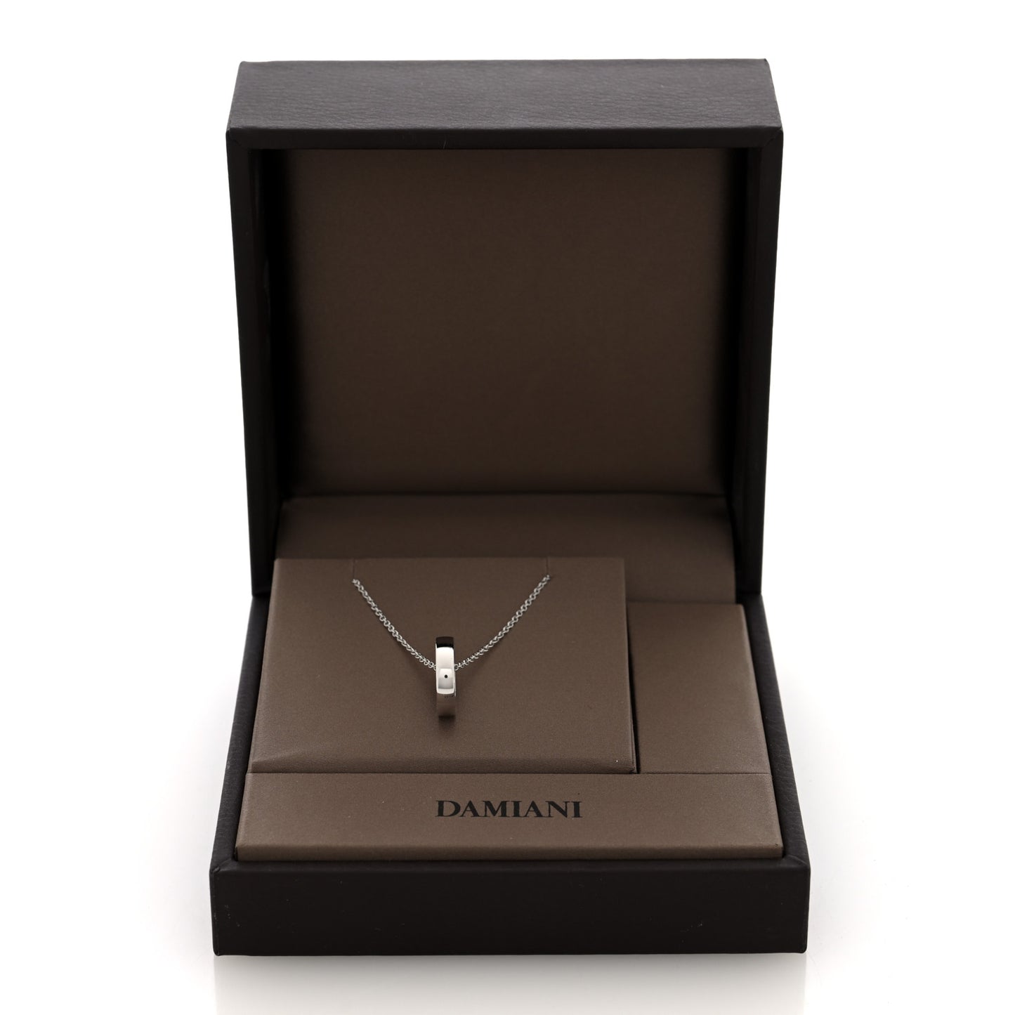 18K White Gold Diamond D Side Pendant Necklace