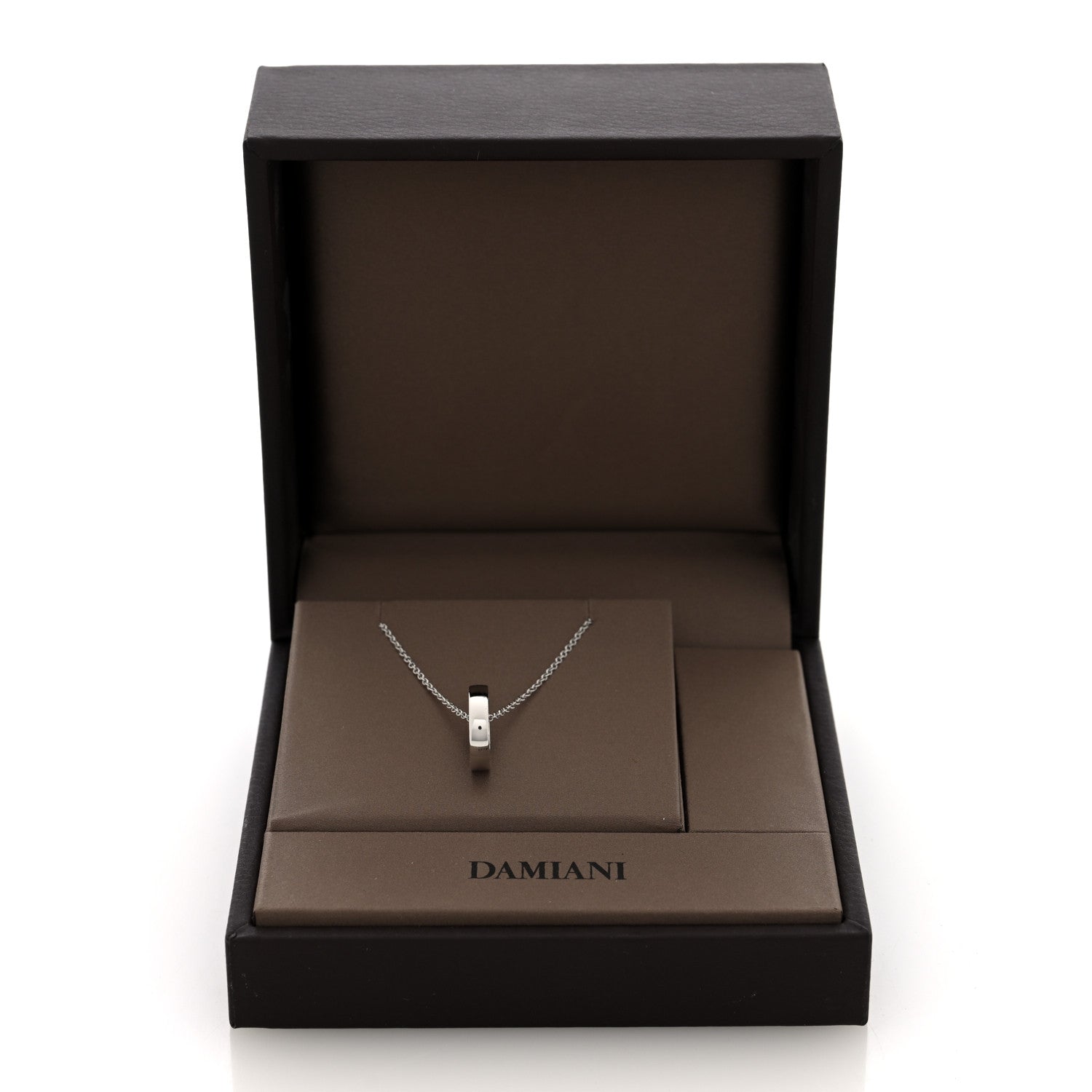 Damiani 18K White Gold Diamond D Side Pendant Necklace 6 of 6