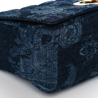 Christian Dior Denim Floral Cannage Small Caro Bag Blue 8 of 9