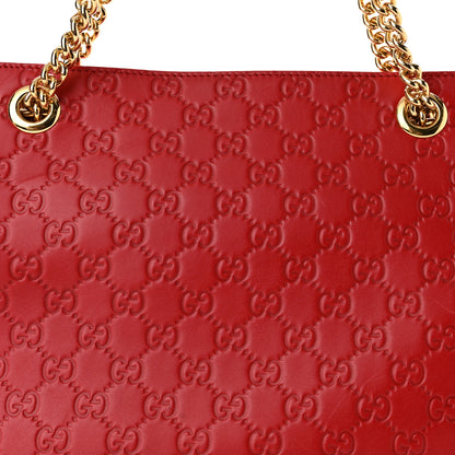 Gucci Guccissima Signature Medium Shoulder Tote Bag Red 8 of 10