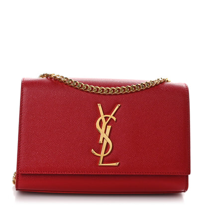 Saint Laurent Grain De Poudre Small Monogram Kate Satchel Bandana Red 1 of 8