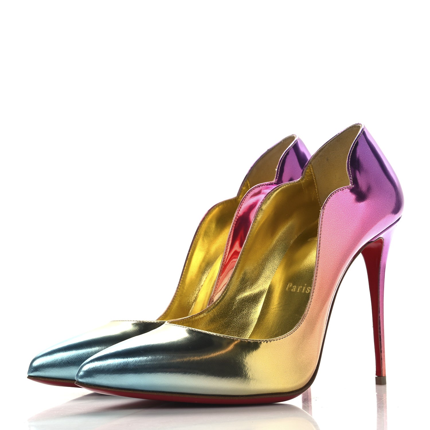 Christian Louboutin Specchio Boreal Hot Chick 100 Pumps 39.5 Multicolor Gold 4 of 8