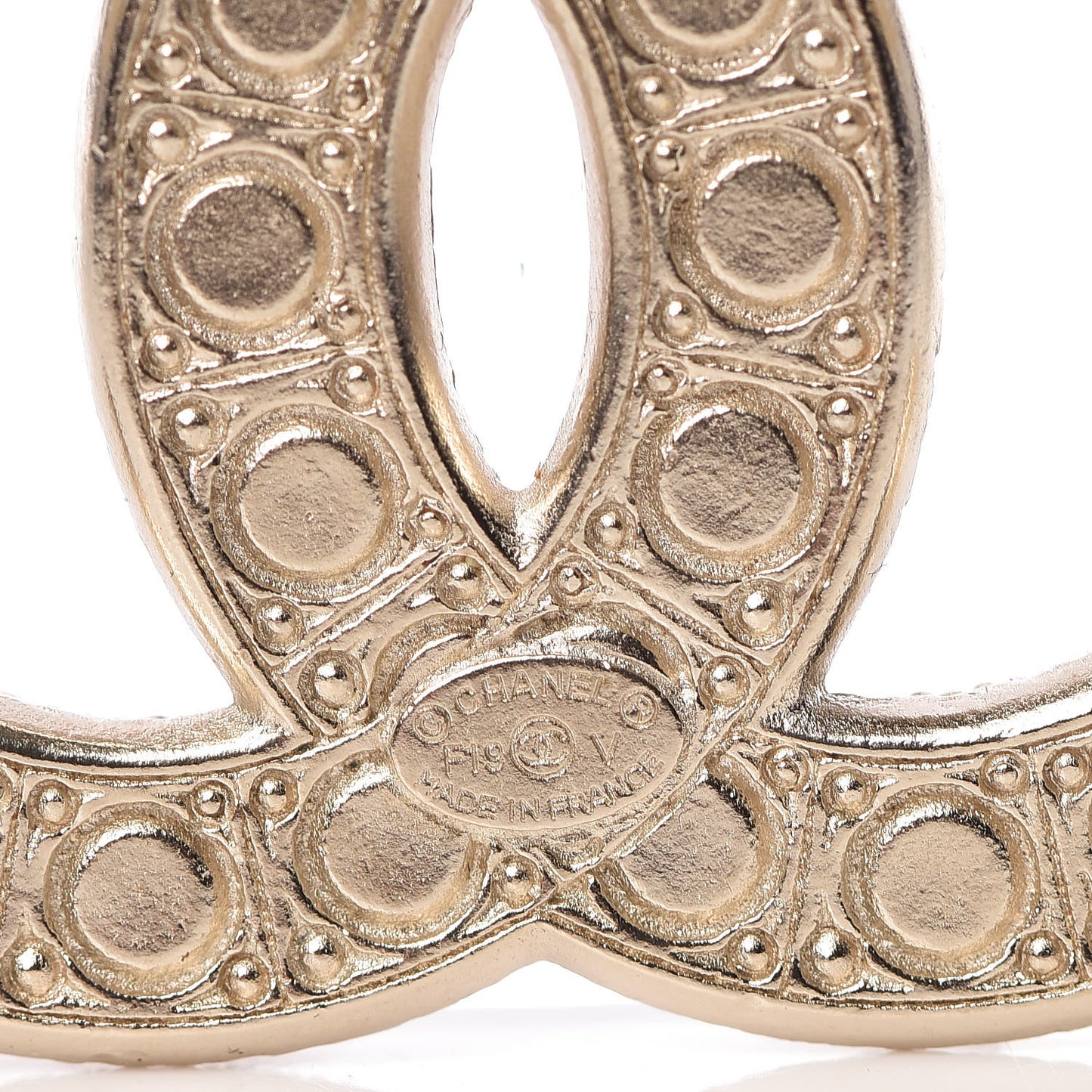 Pearl Crystal CC Brooch Gold