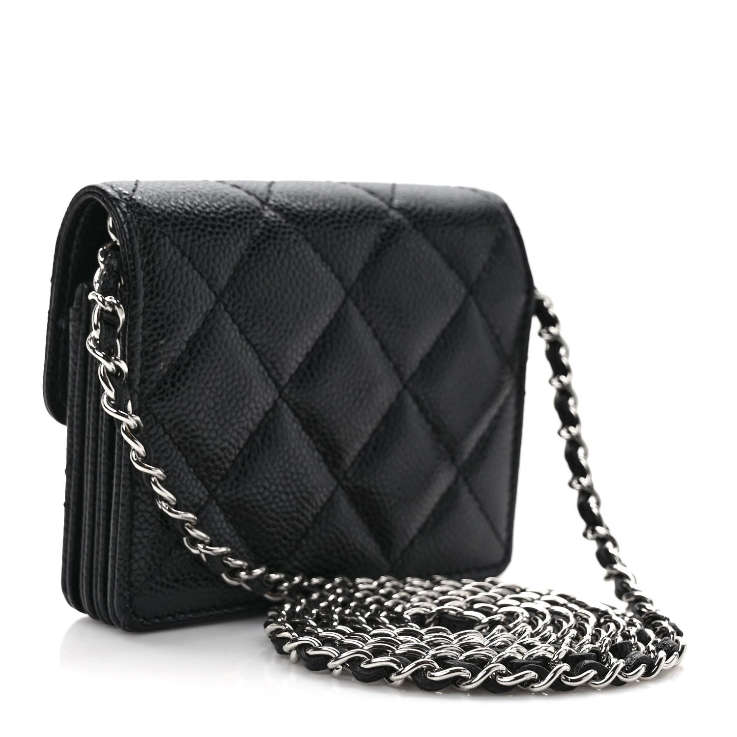 Chanel Caviar Quilted Flap Card Holder On Chain Black 3 of 9