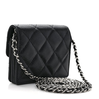 Chanel Caviar Quilted Flap Card Holder On Chain Black 3 of 9