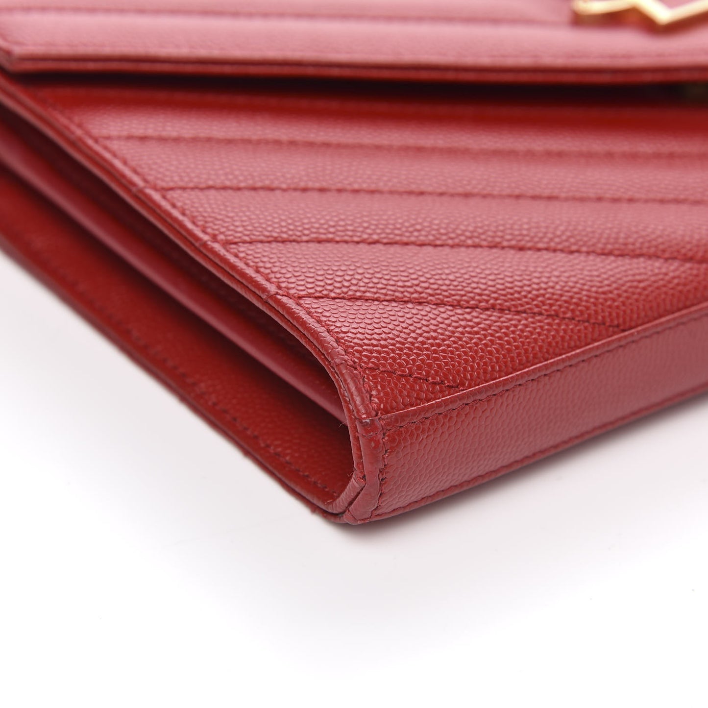 Grain De Poudre Matelasse Chevron Monogram Chain Wallet Vermillion