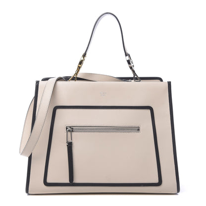 Fendi Vitello Century Opaco F is Fendi Bi-Color Regular Runaway Satchel Camelia Black 1 of 16