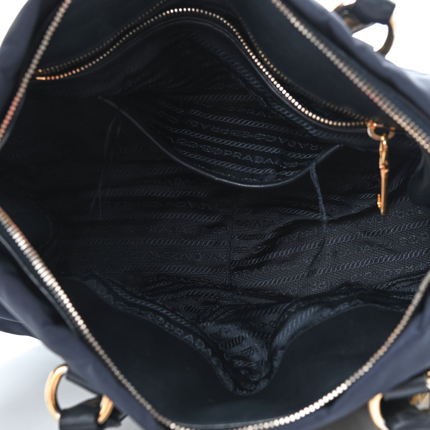 Prada Tessuto Nylon Soft Calfskin Shopping Satchel Blue 4 of 11