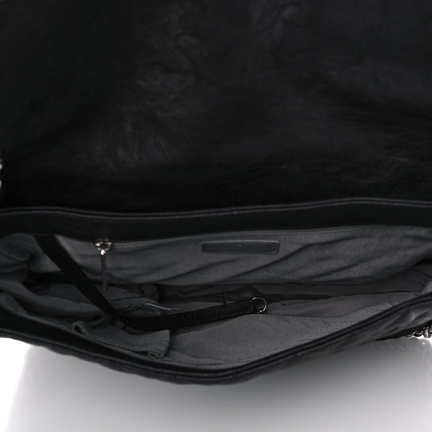 Washed Lambskin Quilted Maxi Chain Around Flap Black