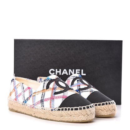Chanel Tweed Grosgrain CC Espadrilles 36 White Blue Pink Green Black 11 of 11