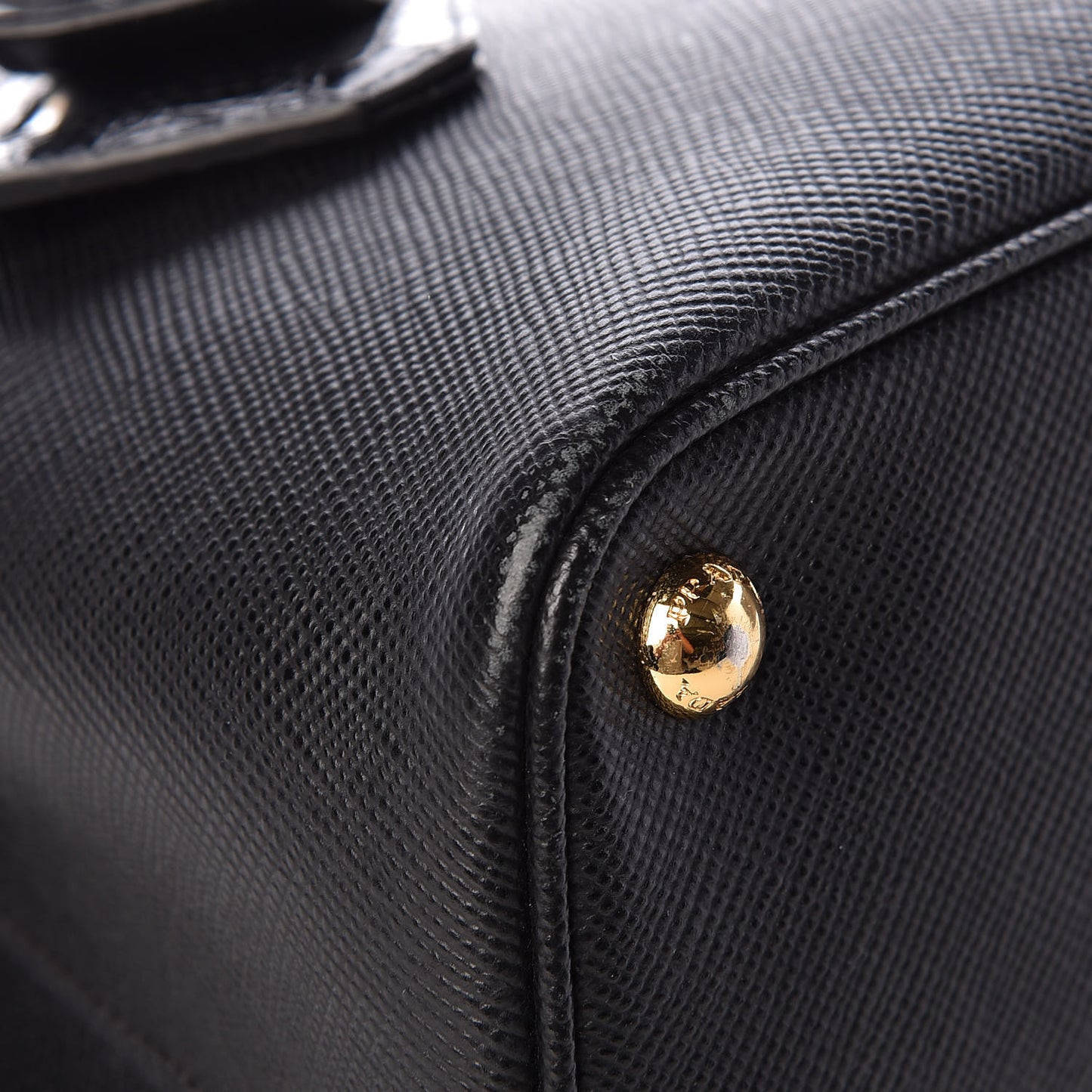 Saffiano Cuir Crocodile Small Double Bag Black