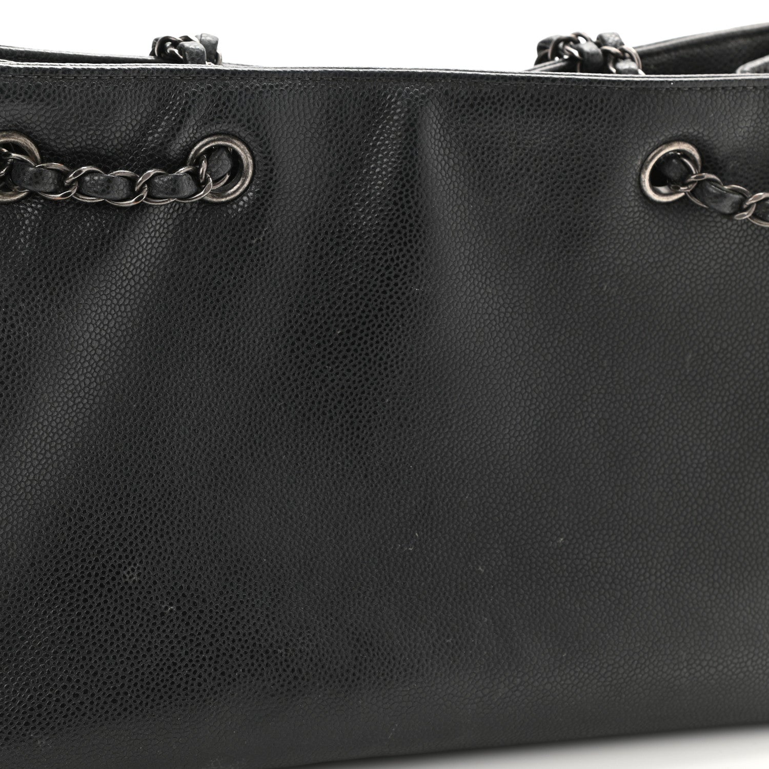 Chanel Grained Calfskin Woven Chain Medium Shopping Tote Black 11 of 11