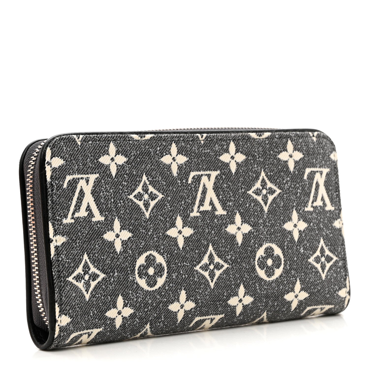 Louis Vuitton Denim Monogram Jacquard Zippy Wallet Grey 3 of 7