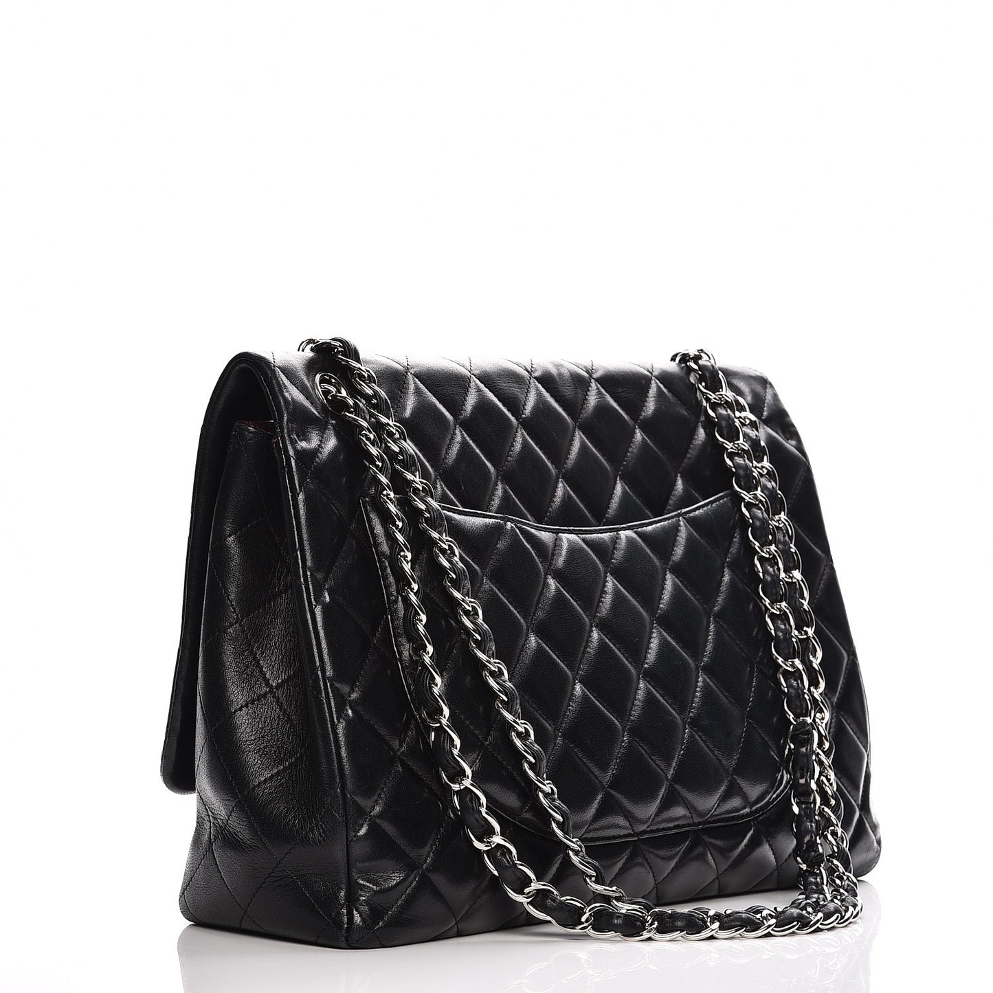 Lambskin Quilted Maxi Single Flap Black