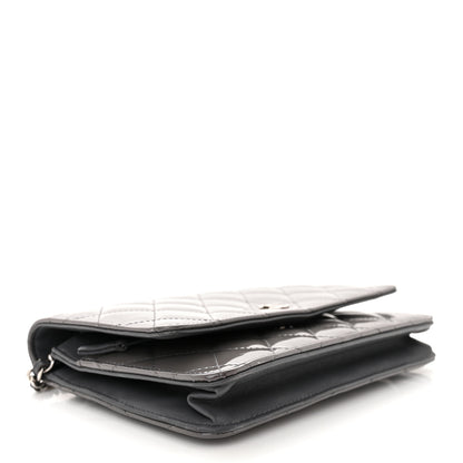 Chanel Patent Quilted Wallet On Chain WOC Grey 4 of 15