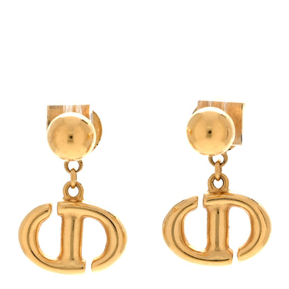 Christian Dior Metal CD Navy Earrings Gold 1 of 4