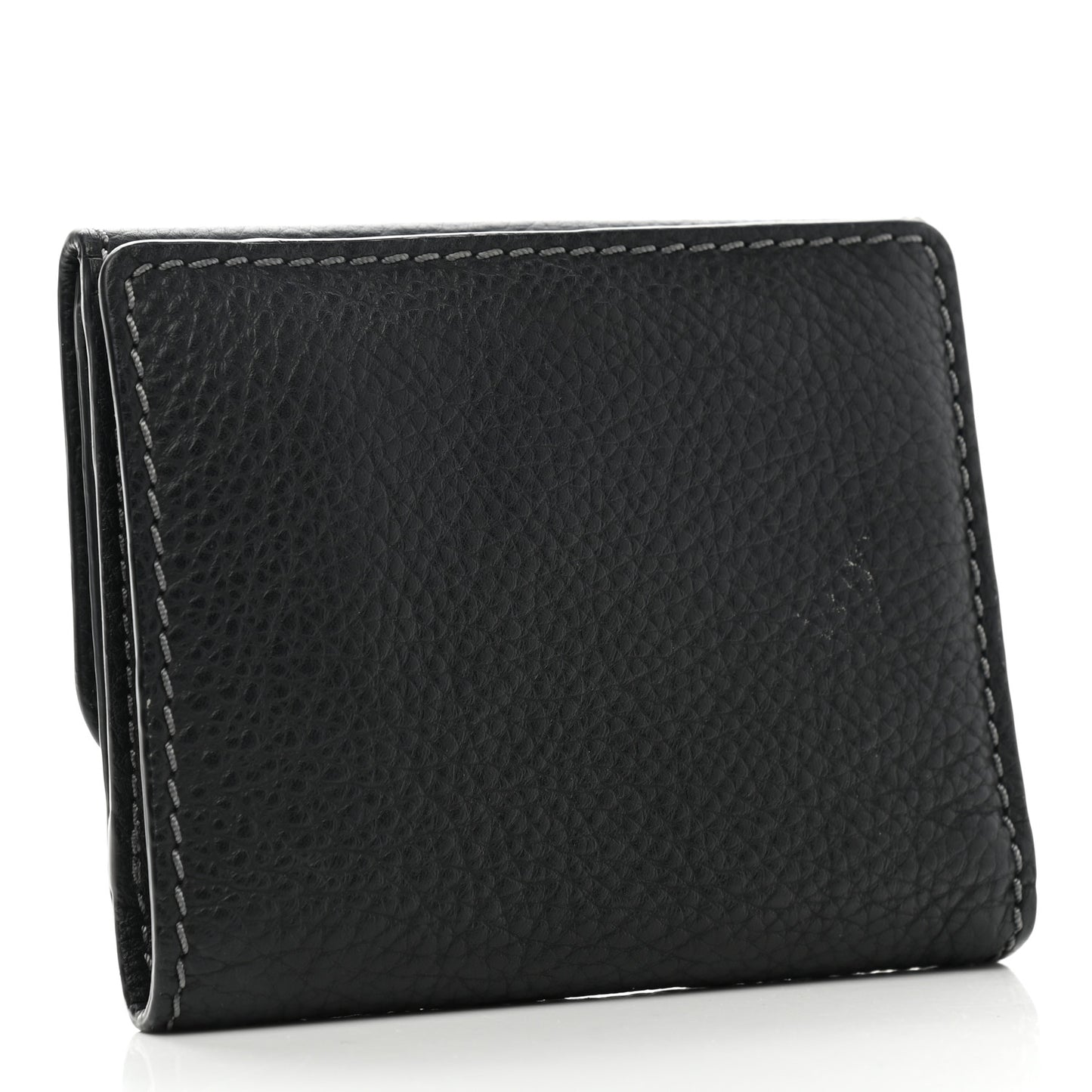 Grained Calfskin Marcie Square Wallet Black