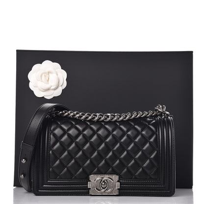 Chanel Lambskin Quilted Medium Boy Flap Black 8 of 8